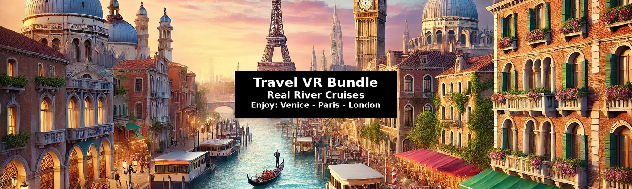 О товаре Travel VR Bundle: 3x настоящих речных круиза – Наслаждайтесь: Венеция - Париж - Лондон